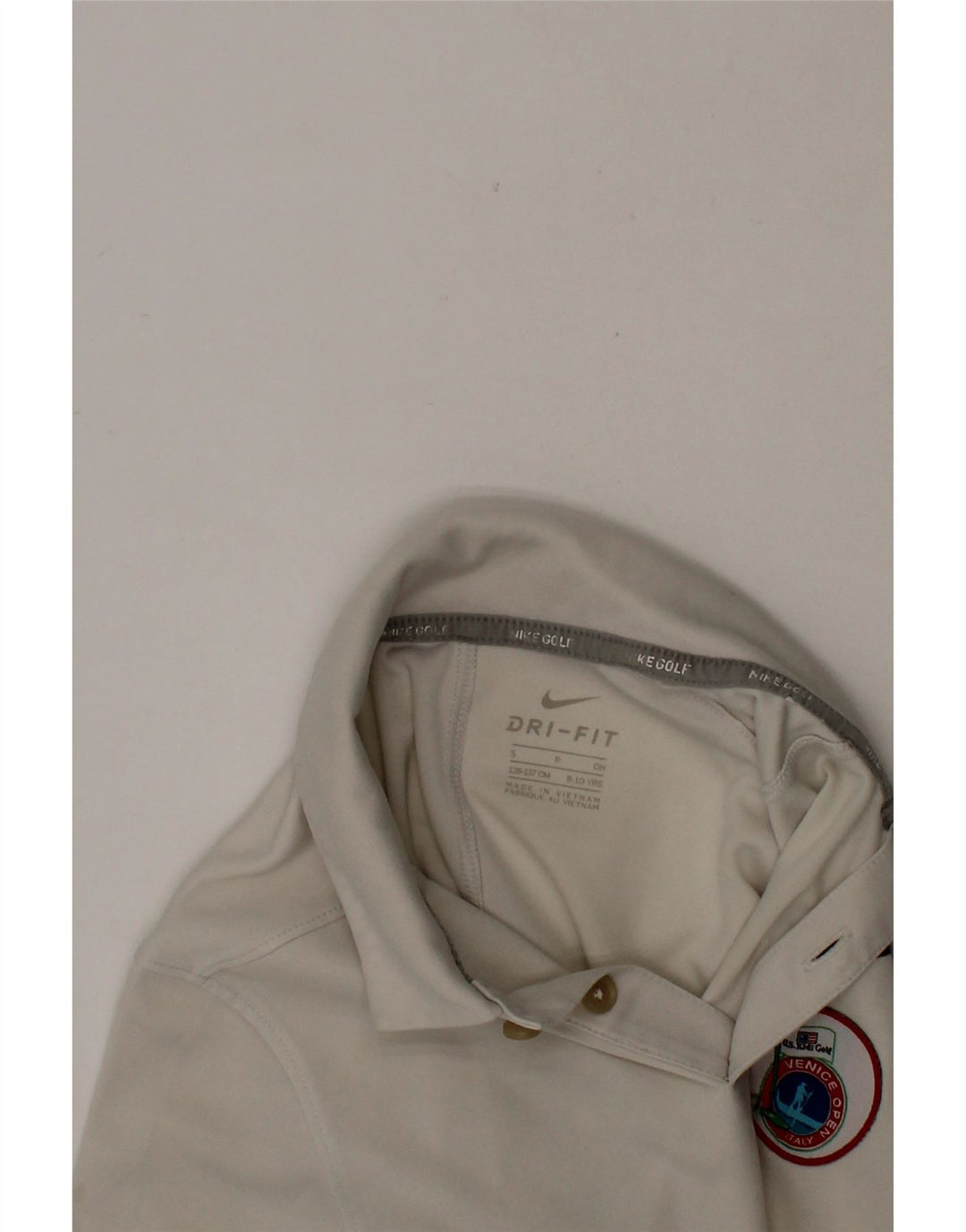 NIKE Boys Dri Fit Polo Shirt 8-9 Years Small White Polyester Vintage Nike and Second-Hand Nike from Messina Hembry 