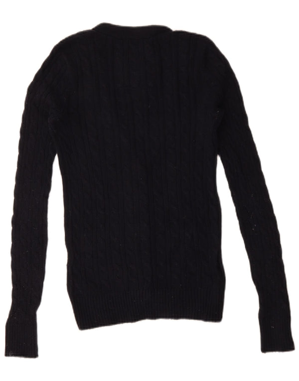 Abercrombie & Fitch dame cardigan sweater UK 6 XS marineblå bomuld