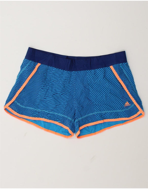 Adidas Womens Climalite Sportshorts UK 12/14 Medium Blue Pinstripe