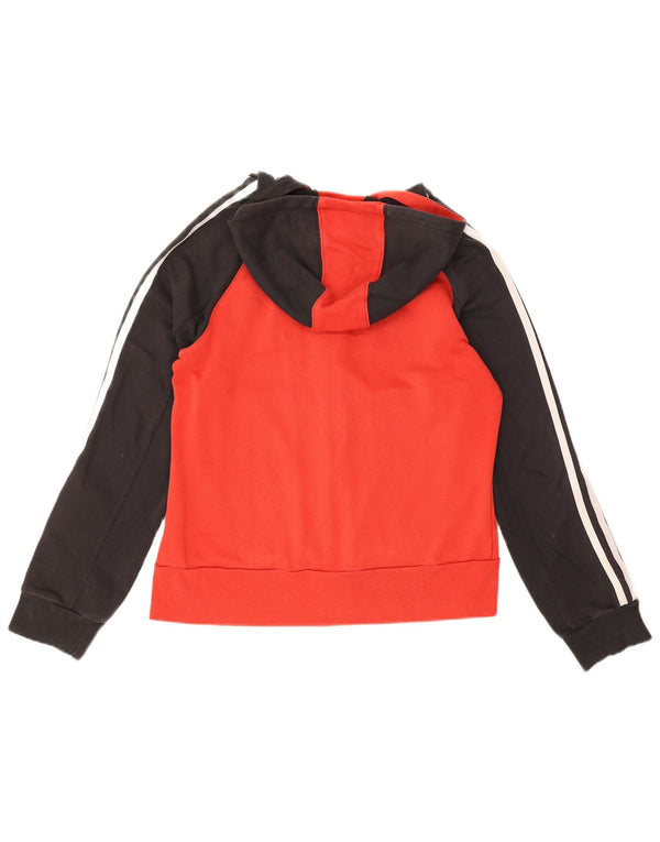 Adidas Dame Hættetrøje Sweater UK 14 Medium Rød Colourblock Bomuld