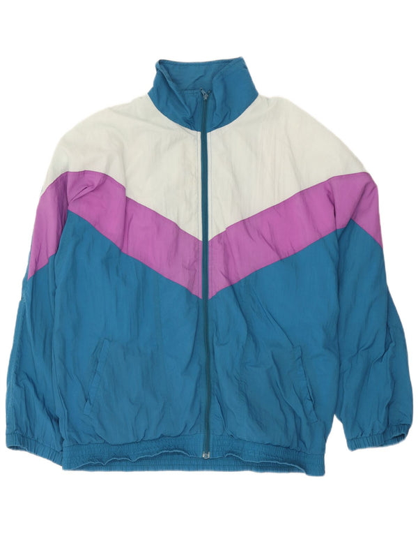 Vintage træningsdragt til mænd Topjakke XL Blå Colourblock