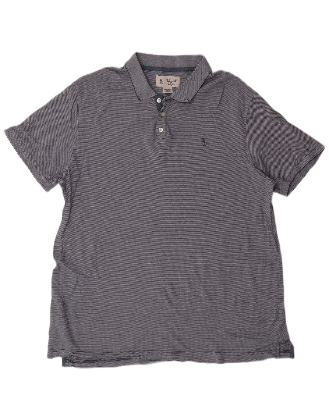 PENGUIN Polo Shirt til mænd 2XL Blå Stribet Bomuld Klassisk
