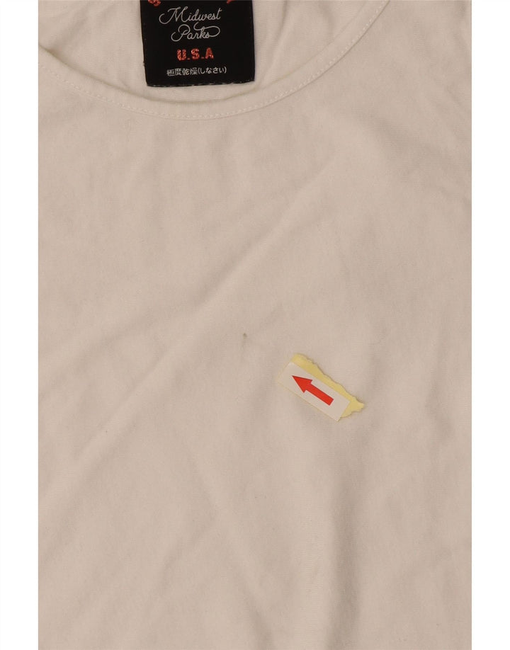 Superdry Regular Fit T-Shirt Top UK 6 XS Off White Bomuld