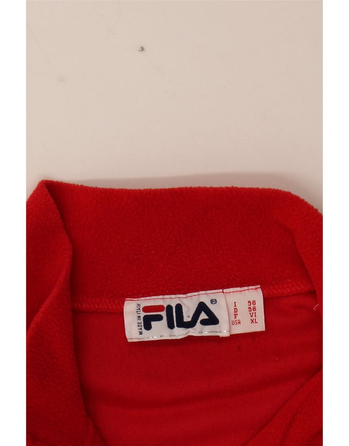 FILA Mens Zip Neck Fleece Jumper XL Red Vintage Fila and Second-Hand Fila from Messina Hembry 