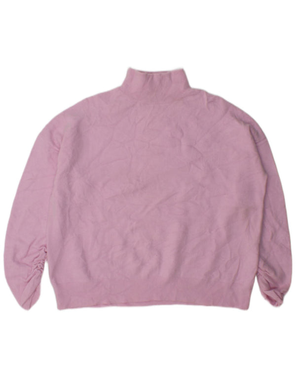 MINT FLØJEL Dame Oversized Turtle Neck Jumper Sweater UK 10 Small Pink