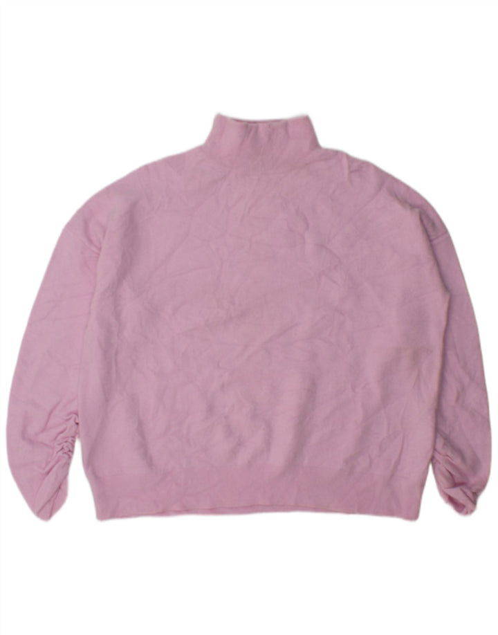 MINT FLØJEL Dame Oversized Turtle Neck Jumper Sweater UK 10 Small Pink