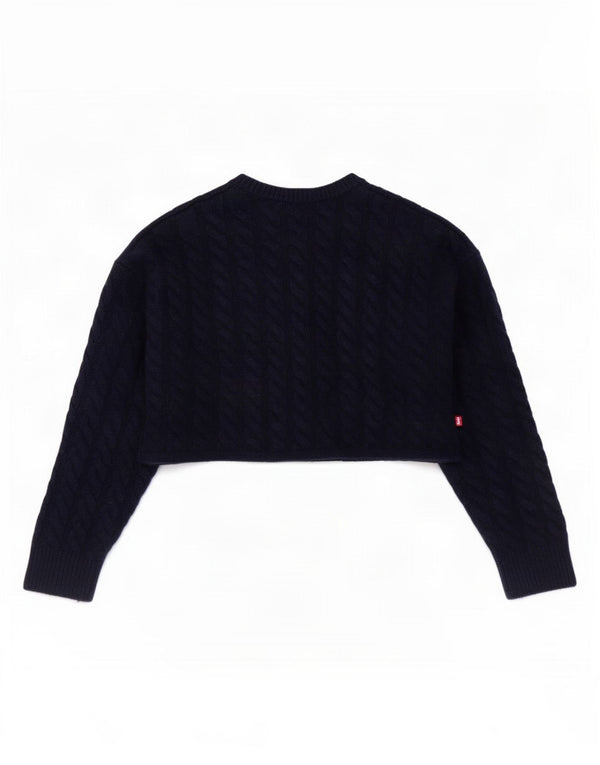 Levi's Dame Crop V-hals sweater UK 2 2XS Marineblå Uld