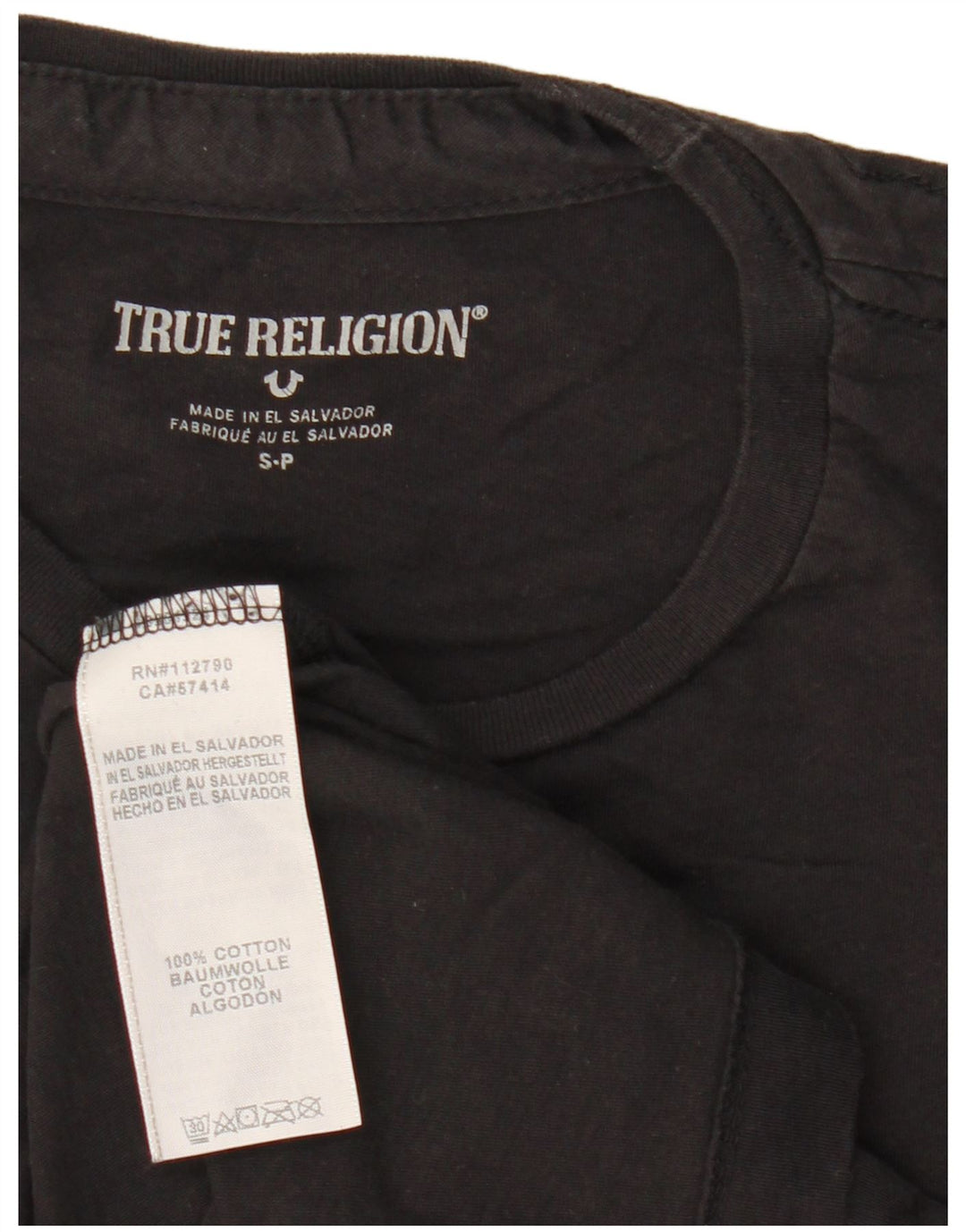 True Religion Herre grafisk T-shirt Top Lille sort bomuld