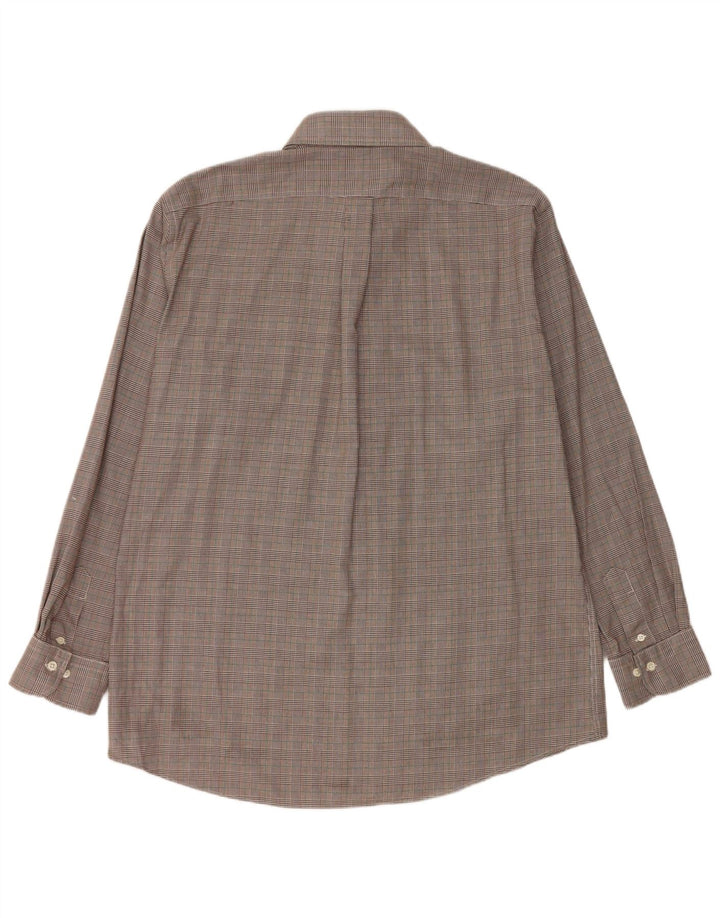 Ralph Lauren Herre Fitted Shirt Størrelse 17 43 XL Brun Houndstooth