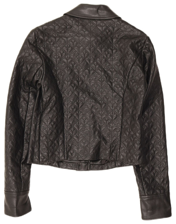 Guess Womens Crop imiteret læderjakke US 2 XS sort polyethylen