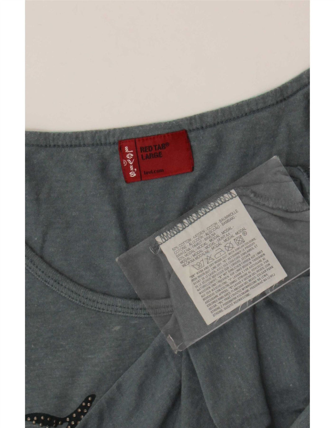 Levi's Dame Grafisk T-Shirt Top UK 14 Stor Grå Bomuld