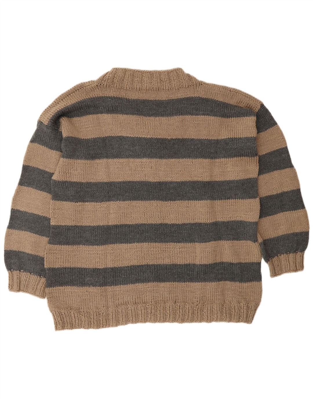 VINTAGE Herre V-hals sweater XL Beige stribet