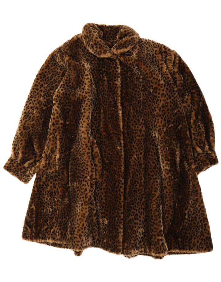Michel Alexis Dame Oversized Overfrakke EU 38 Medium Brown Animal Print