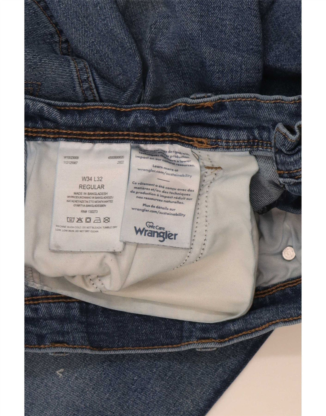 Wrangler Herre Regular Straight Jeans W34 L32 Blå Bomuld