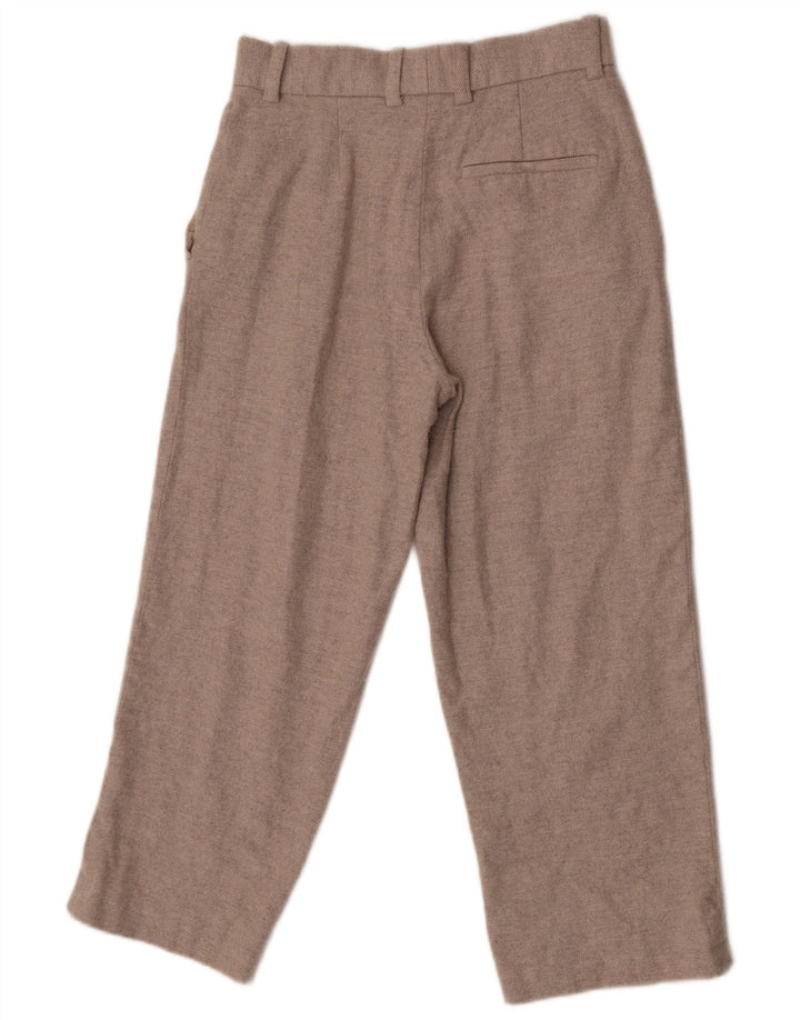 Cos Dame Cropped Trousers EU 36 Small W26 L24 Beige Uld