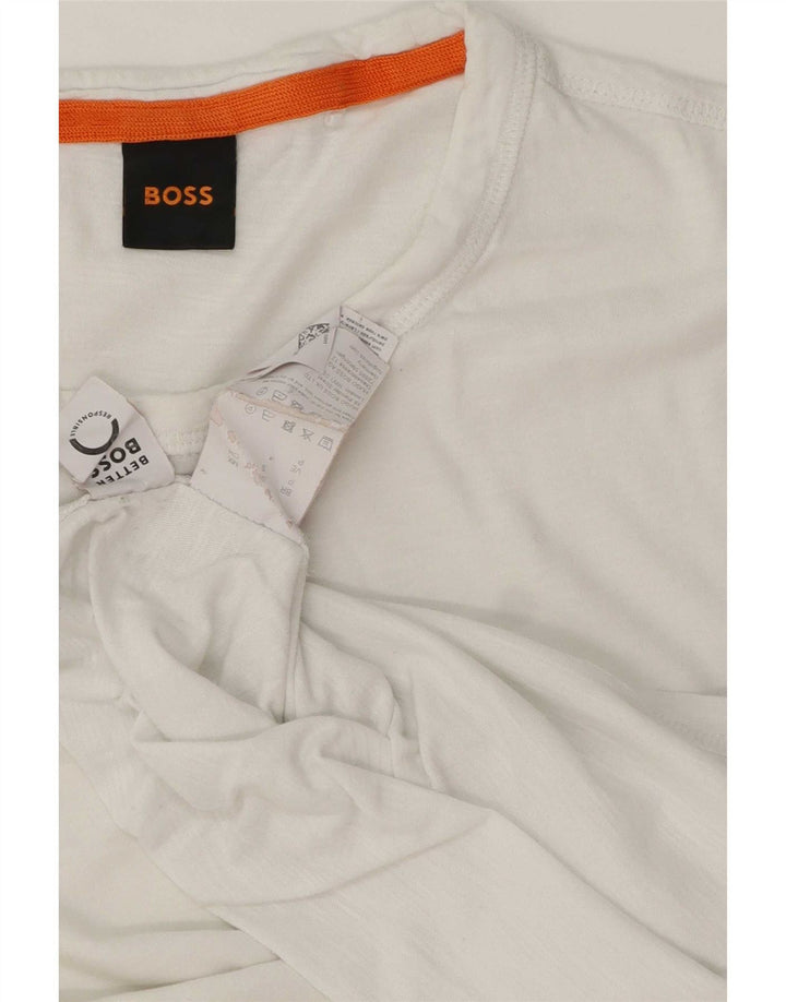 Hugo Boss Herre T-Shirt Top Lille Hvid Bomuld