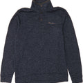 EDDIE BAUER Mens Button Neck Sweatshirt Jumper Medium Navy Blue Flecked Vintage Eddie Bauer and Second-Hand Eddie Bauer from Messina Hembry 