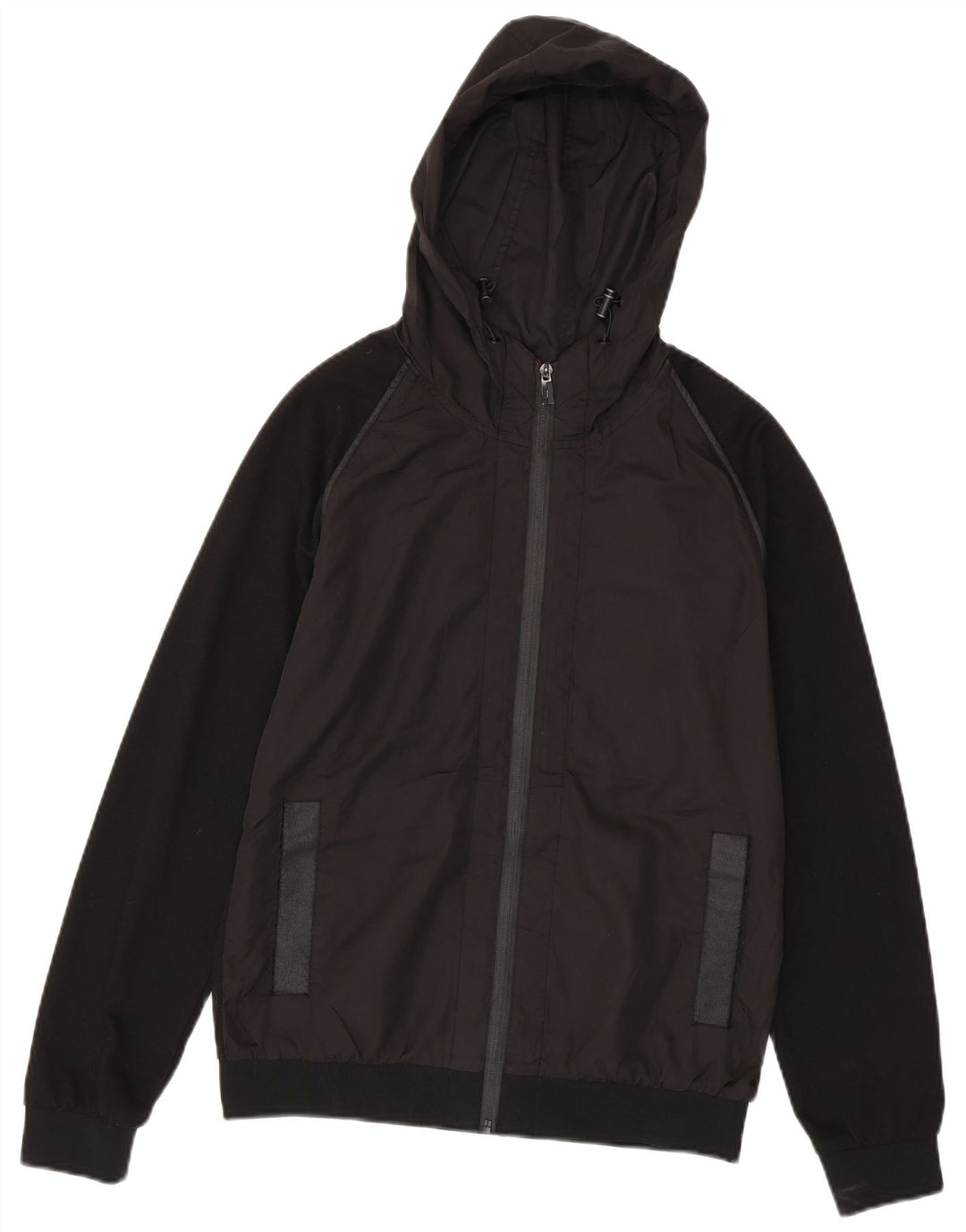 Zara Bomberjakke med hætte til mænd UK 38 Medium Sort Colourblock Polyester