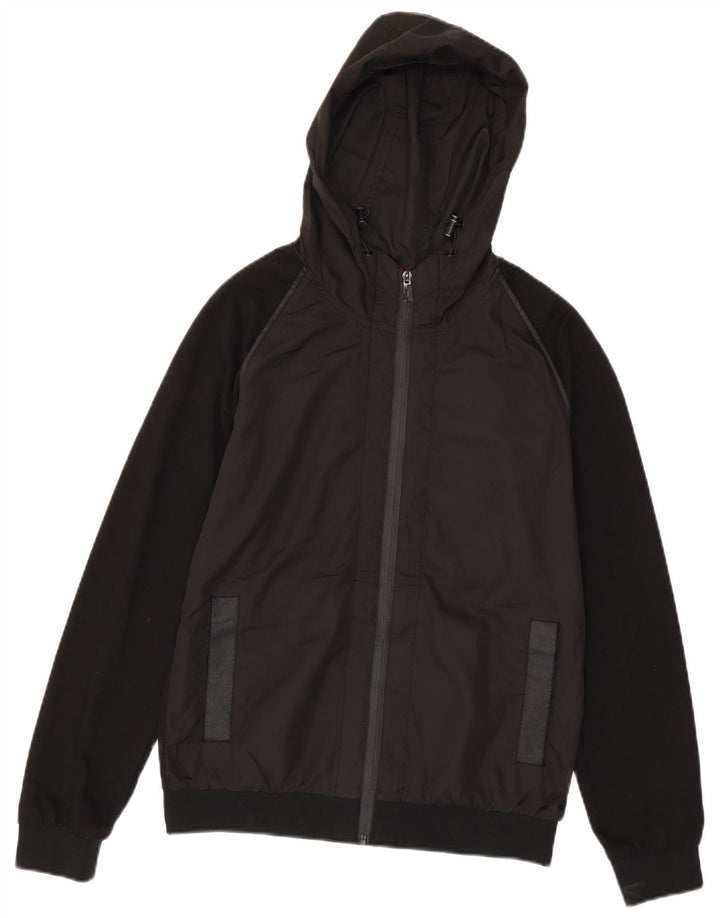 Zara Bomberjakke med hætte til mænd UK 38 Medium Sort Colourblock Polyester