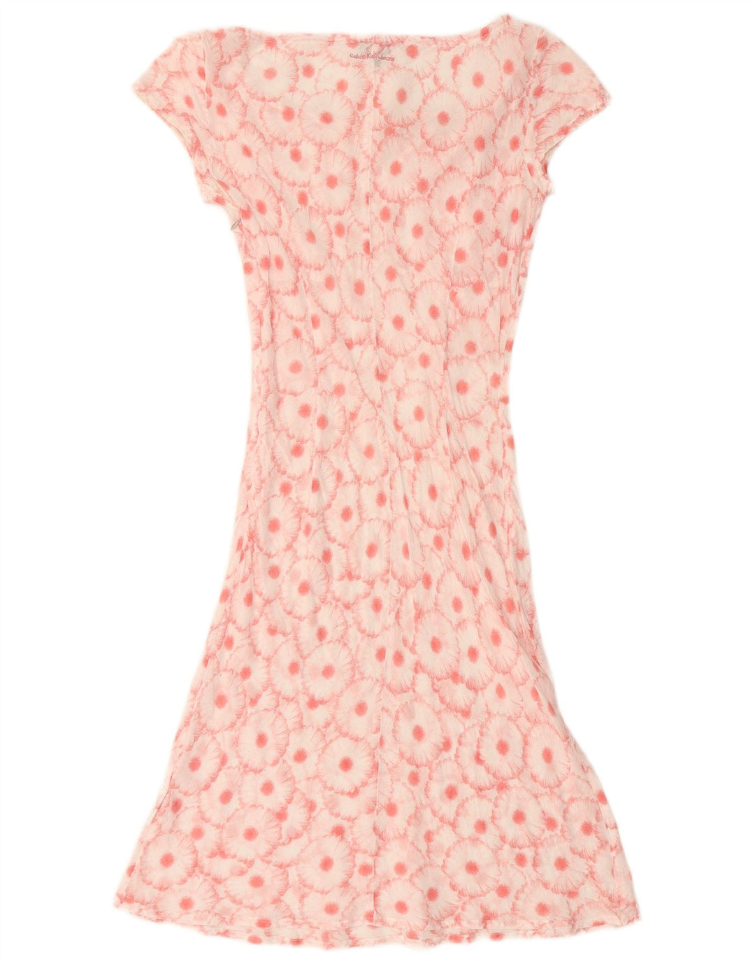 CALVIN KLEIN Dame Basic Dress UK 10 Small Pink Floral Bomuld