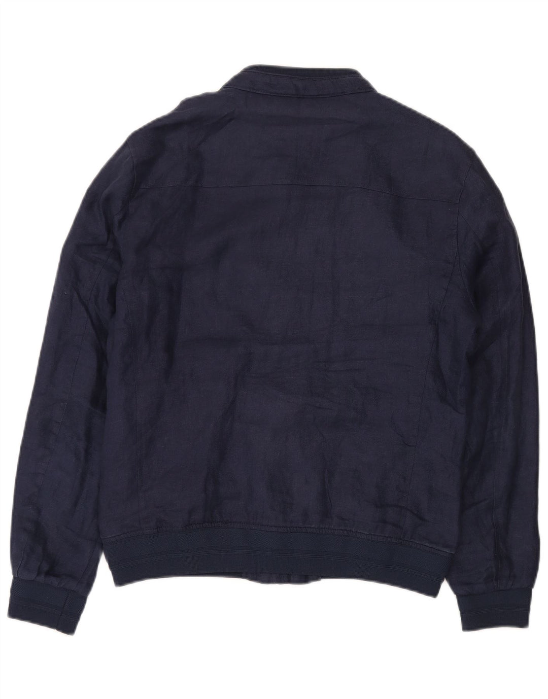 Zara Herre Bomber Jacket UK 40 Large Navy Blue Linen