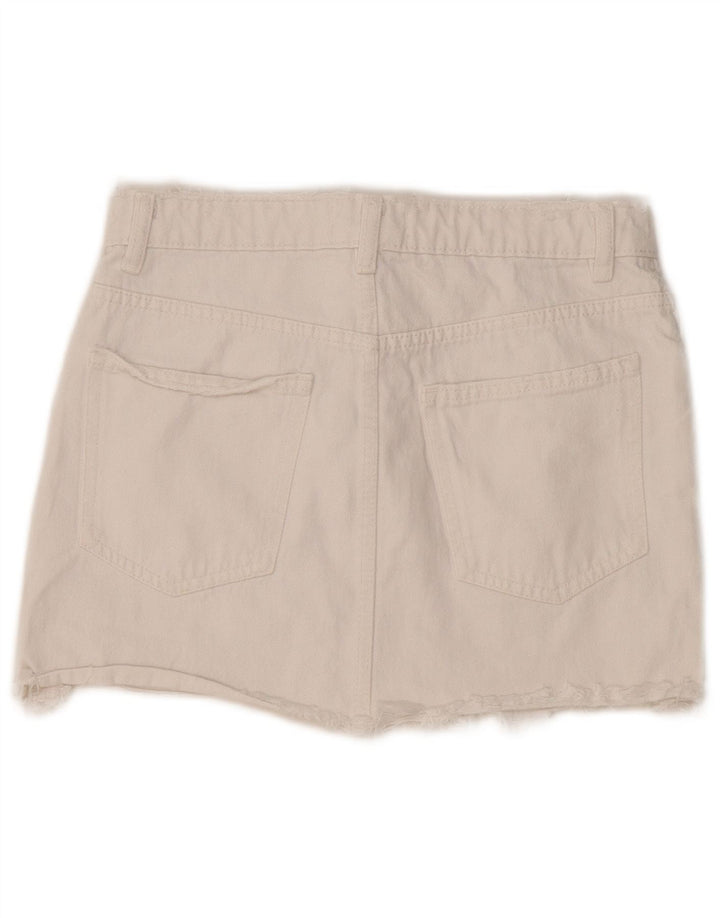 Zara Dame Mini Denim Nederdel Medium W28 Hvid