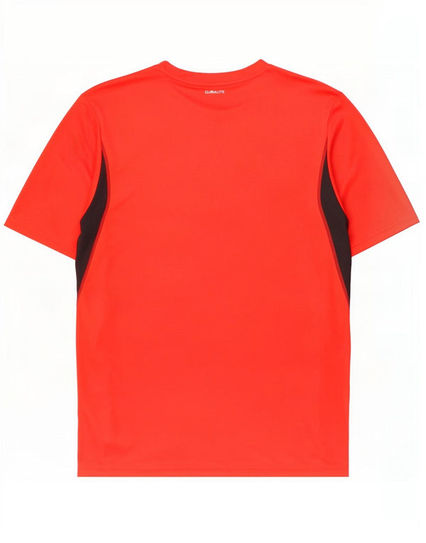 Adidas Herre Climalite T-Shirt Top Medium Rød Colourblock Polyester