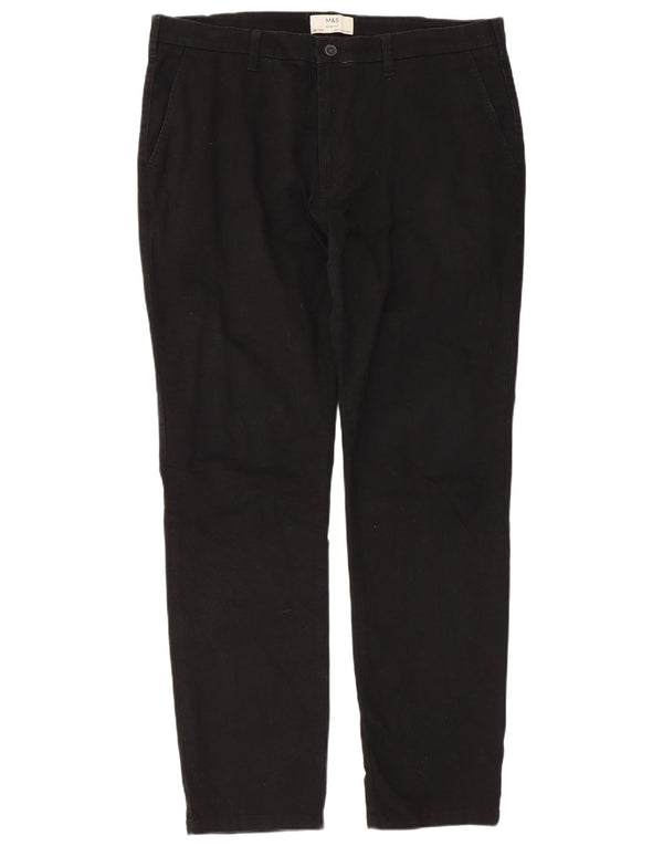 Marks & Spencer Herre Slim Fit Chinobukser W38 L33 Sort Bomuld