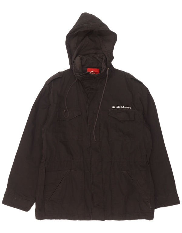 Quiksilver Herre Hætte Military Jacket UK 42 XL Sort Bomuld