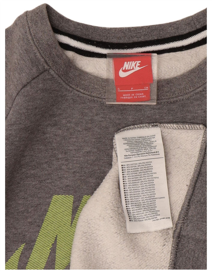NIKE grafisk sweatshirt til mænd, lille grå farveblok bomuld