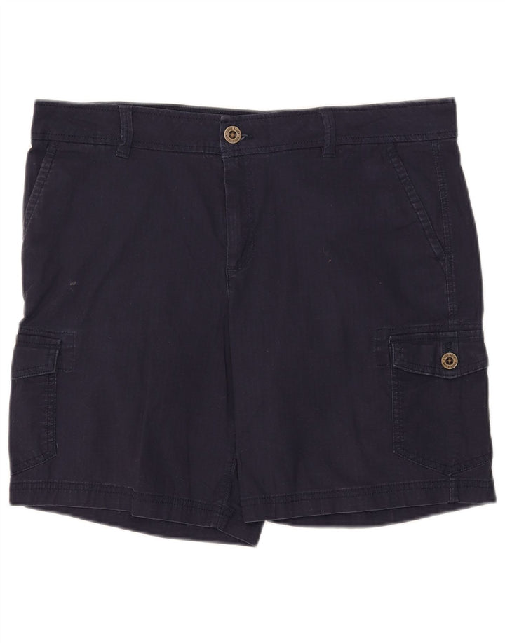 EDDIE BAUER Womens Cargo Shorts US 12 Large W36  Navy Blue Cotton