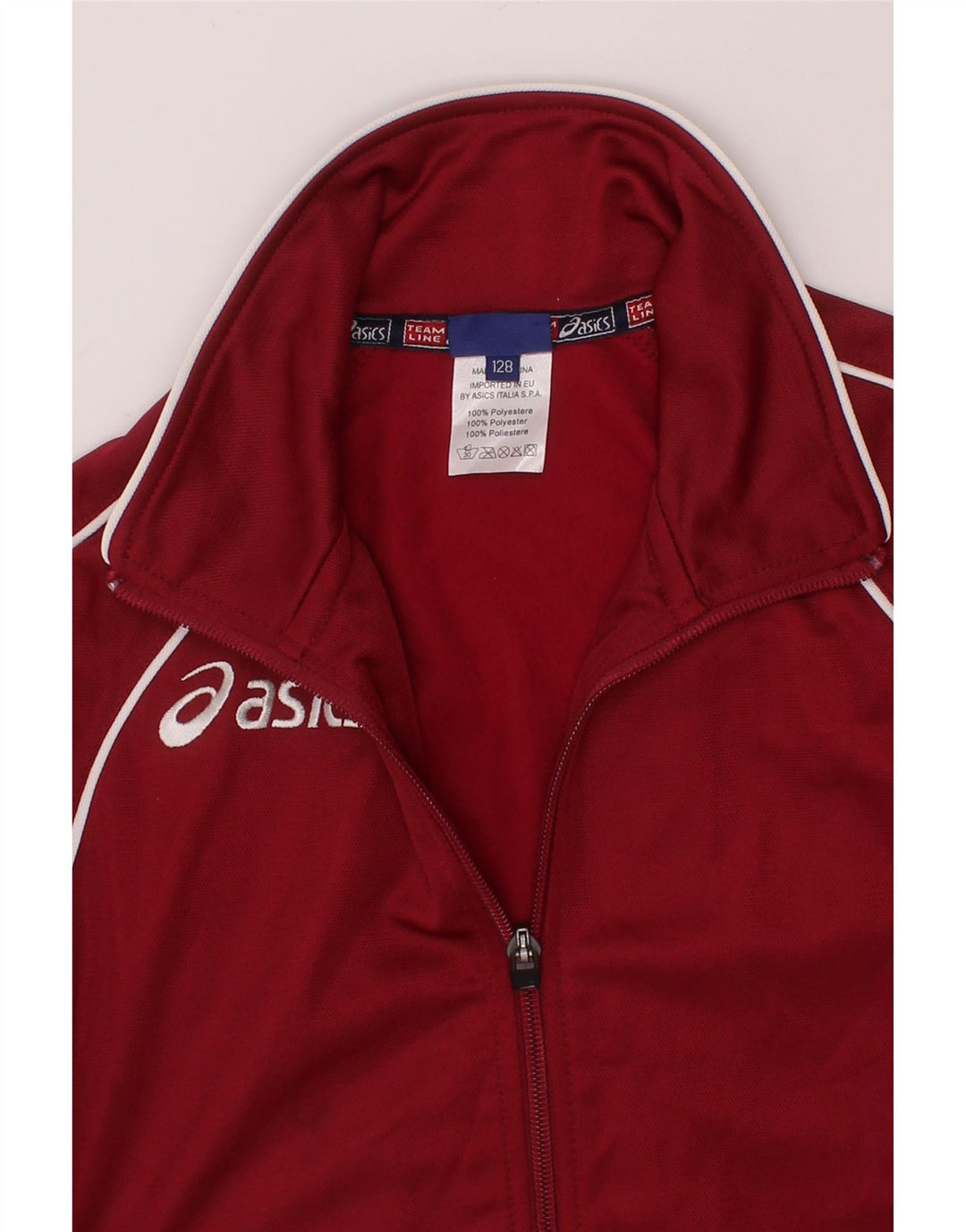 ASICS Girls Graphic Tracksuit Top Jacket 7-8 Years Burgundy Polyester Vintage Asics and Second-Hand Asics from Messina Hembry 