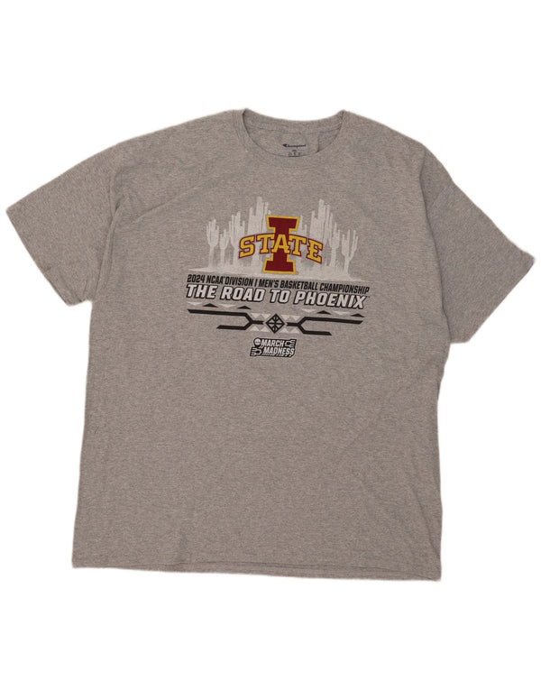 Champion Herre Lowa State Cyclones Grafisk T-Shirt Top 2XL Grå Bomuld