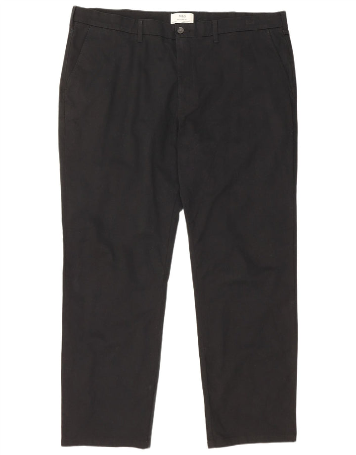 Marks & Spencer Herre Regular Fit Chinobukser W42 L31 Sort bomuld
