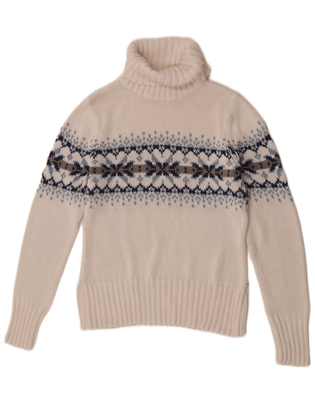 Tom Tailor Dame Roll Neck Jumper Sweater UK 14 Large White Fair Isle