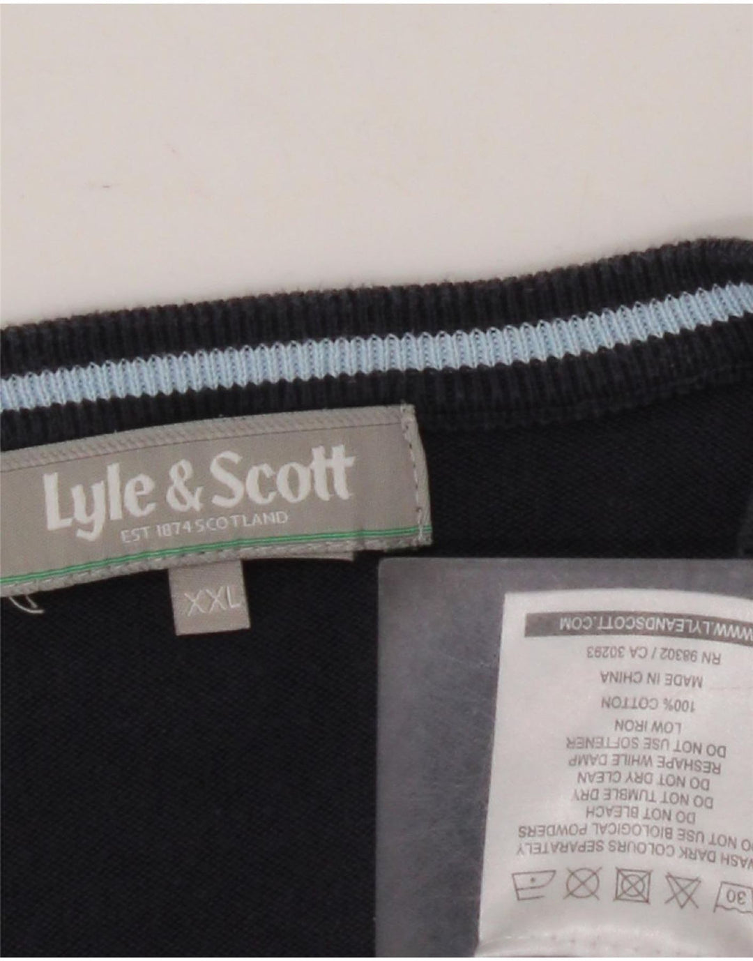 LYLE & SCOTT Herre V-hals sweater 2XL Navy Blue Argyle/Diamond