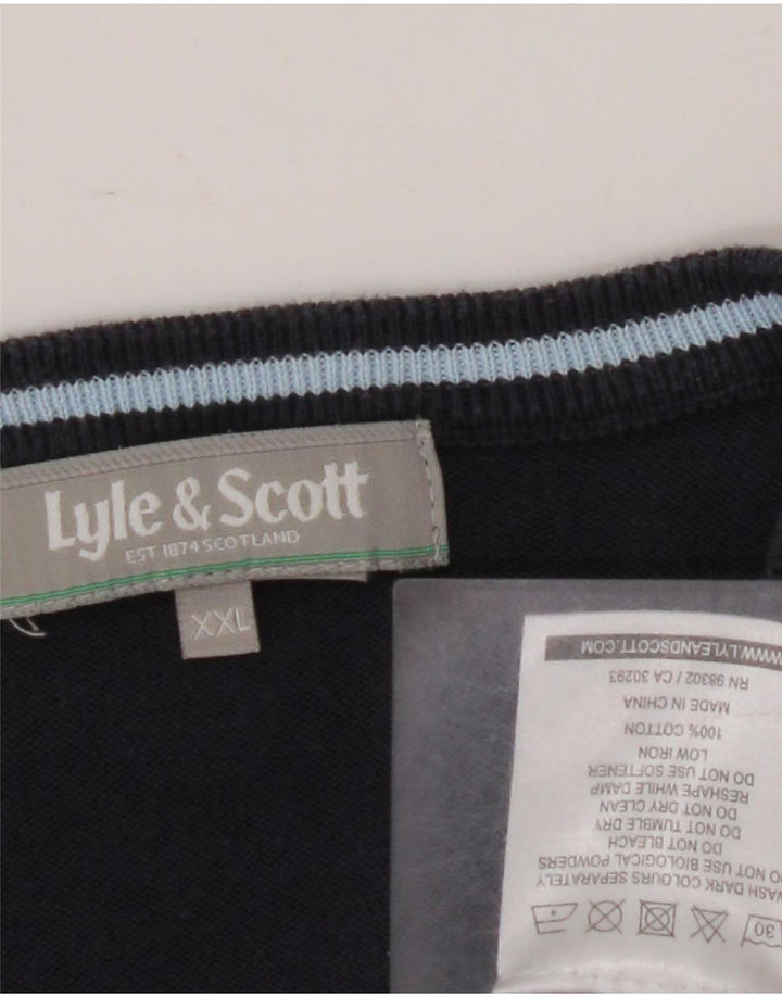 LYLE & SCOTT Herre V-hals sweater 2XL Navy Blue Argyle/Diamond