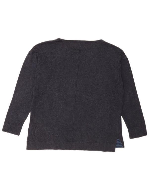 White Stuff Womens Boat Neck Jumper Sweater UK 12 Medium Navy Blue Bomuld