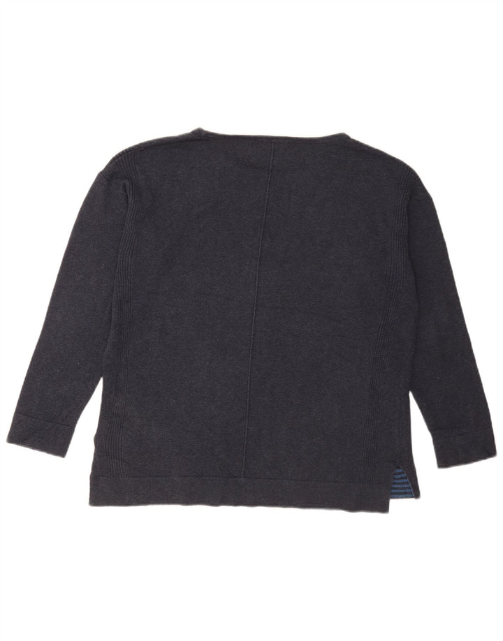 White Stuff Womens Boat Neck Jumper Sweater UK 12 Medium Navy Blue Bomuld