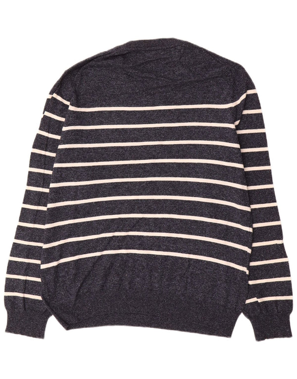 Marks & Spencer Herre sweater med rund hals, stor marineblå stribet
