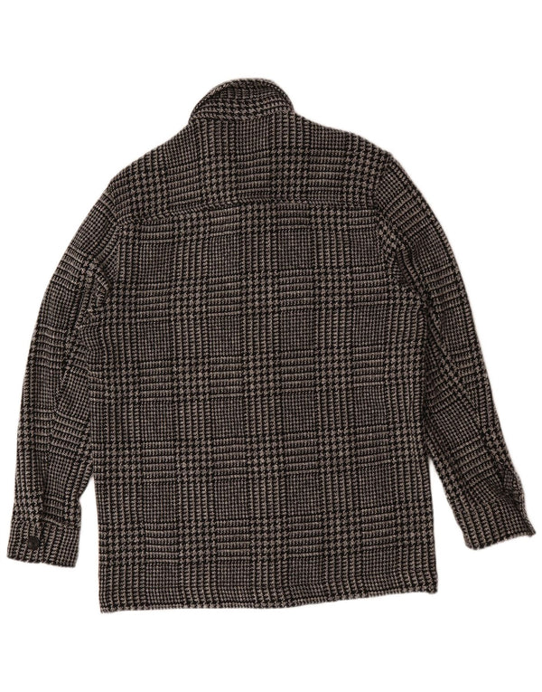 Zara Herre Utility Jacket Large Black Houndstooth Polyester