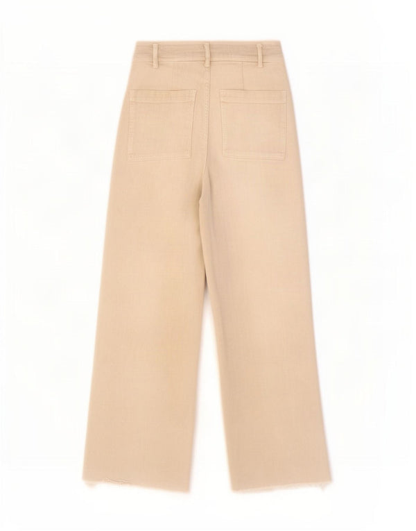 Zara Womens The Marine Straight Wide Leg Jeans EU 36 XS W26 L28 Beige