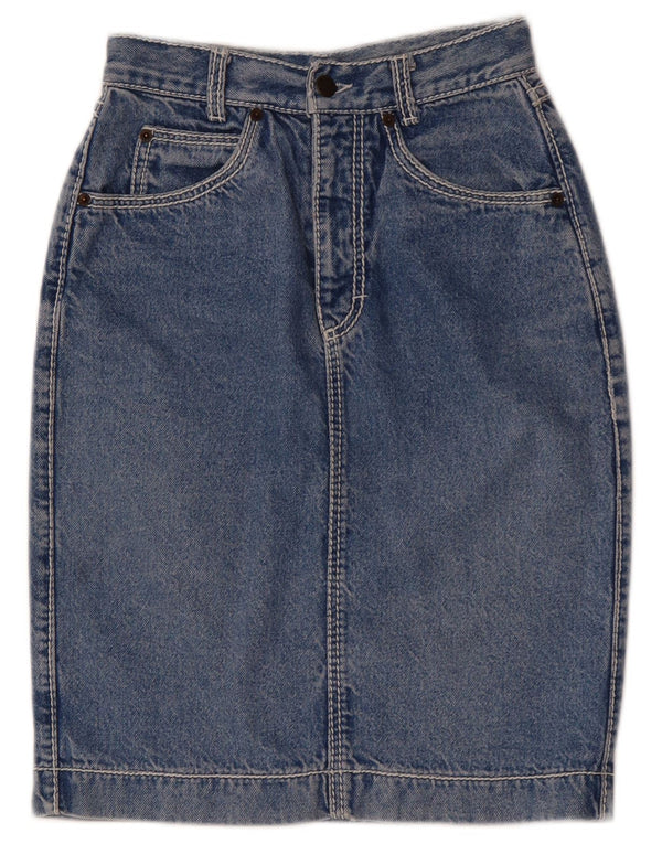VINTAGE denimnederdel til kvinder W24 XS blå bomuld