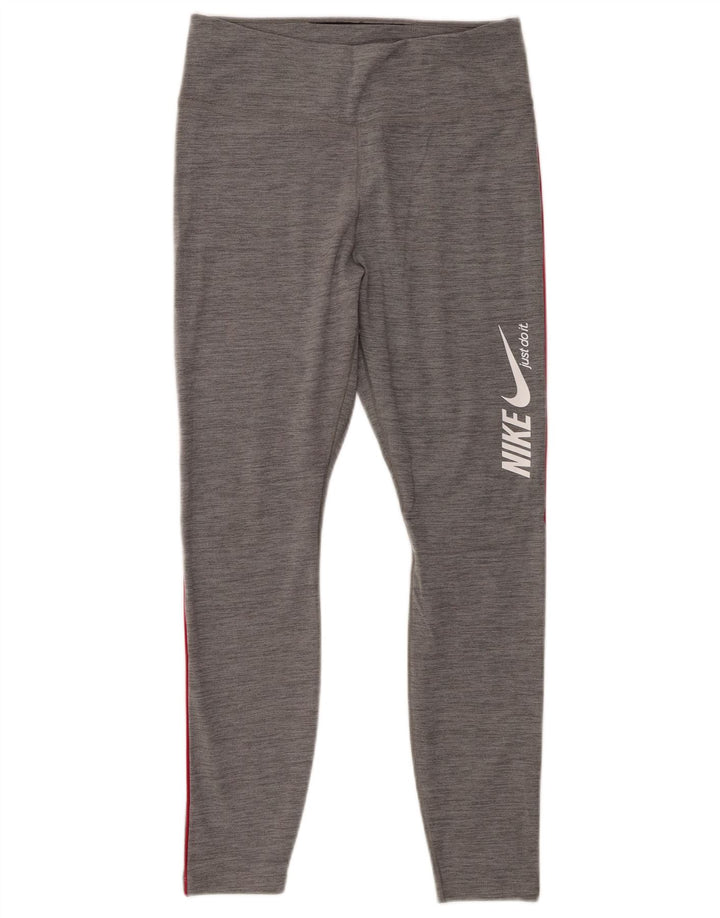 Nike Dame Grafiske Leggings UK 12 Medium Grey Polyester