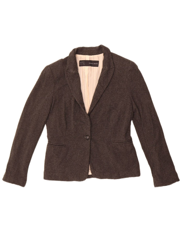 Zara Dame 1 Knap Blazer Jacket UK 14 Large Grey Acetate