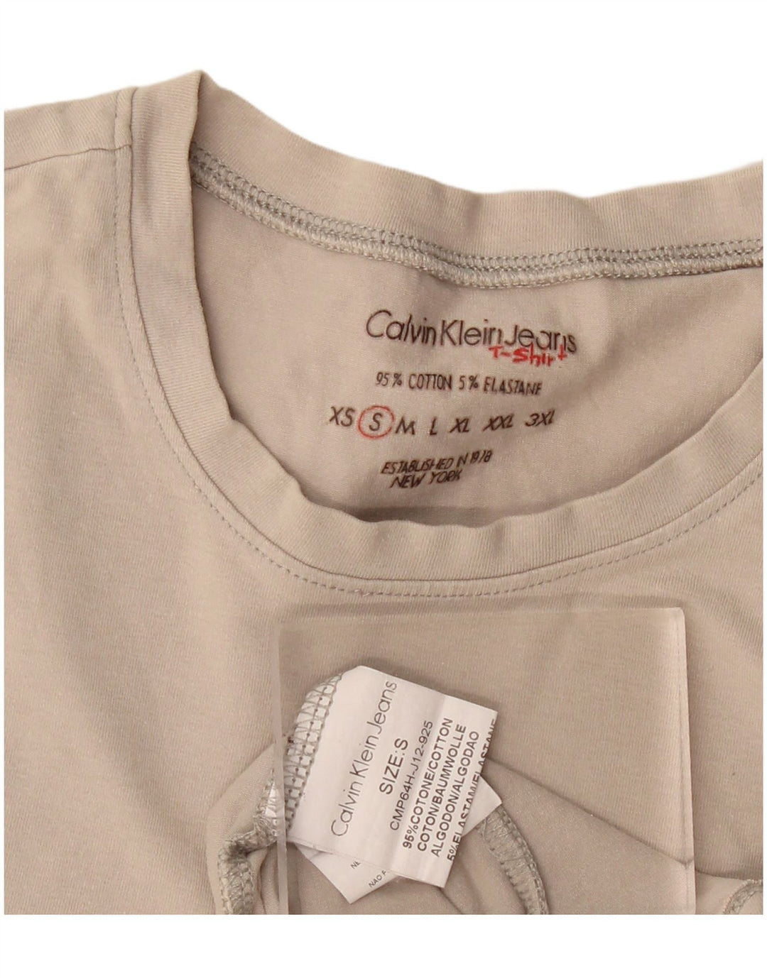 Calvin Klein Herre grafisk T-shirt Top Small Off White Bomuld