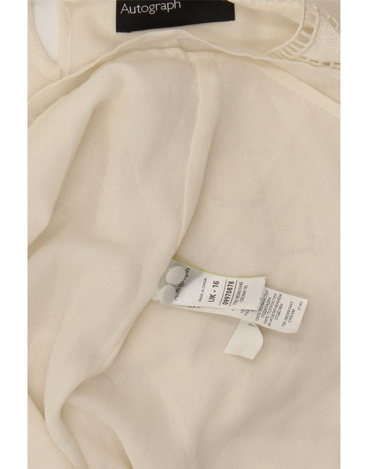 Marks & Spencer Dame Autograph Langærmet Bluse Top UK 16 Large Beige