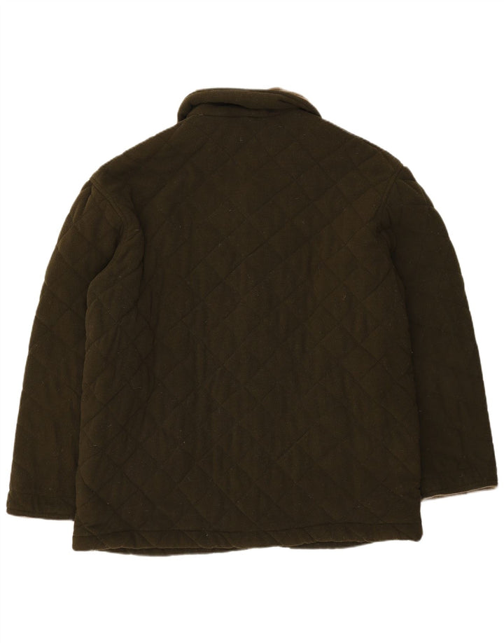 Vintage herre fleece quiltet jakke UK 42 XL Khaki Polyester