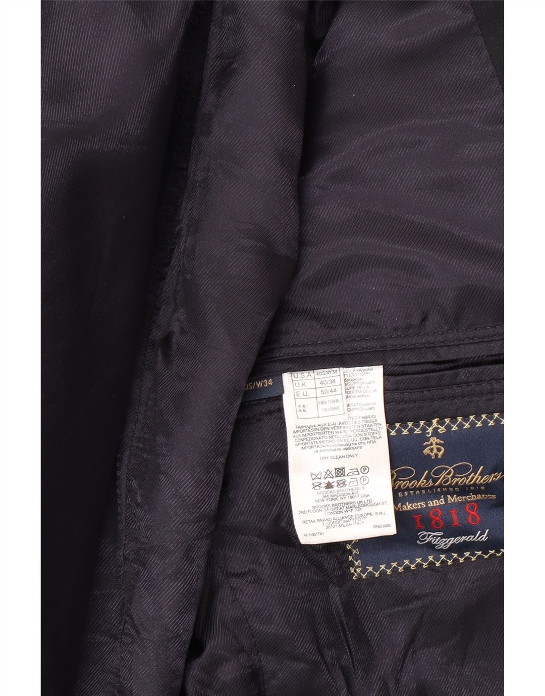 Brooks Brothers Herre 2-knaps blazerjakke UK 40 Stor marineblå uld