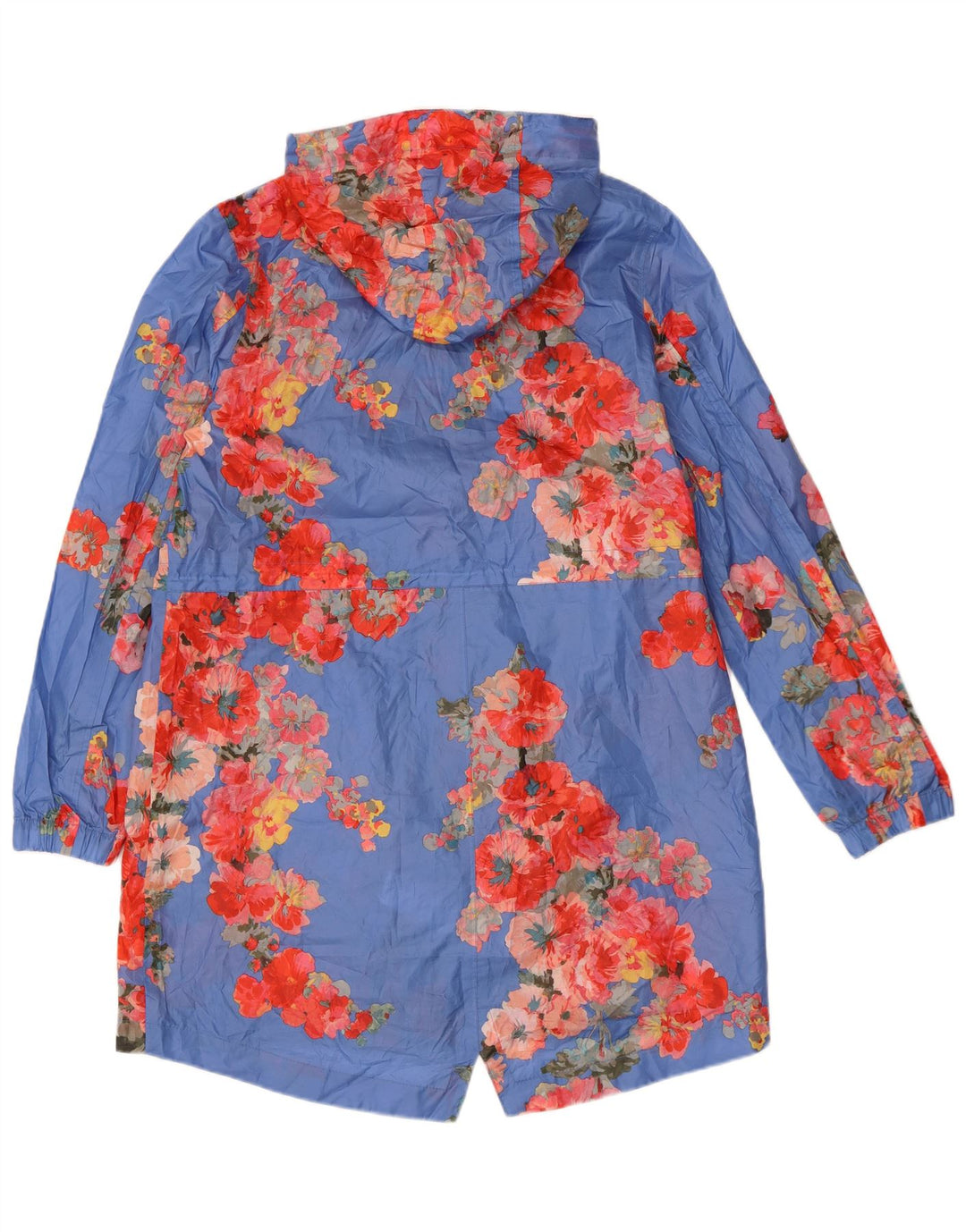 Joules Regnfrakke med hætte til kvinder UK 12 Medium Blue Floral Polyester